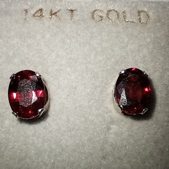 14Kt White Gold 3-Carat Genuine Spessartite Garnet Stud Post Earrings